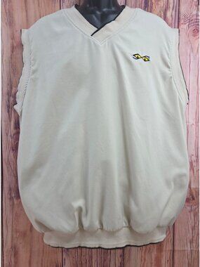 Snake Eyes Mens Beige V-Neck Golf Jacket Vest Large NWT